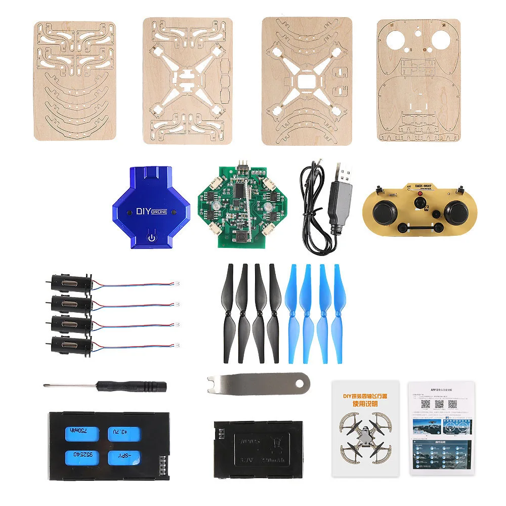 ZL100 Diy Дрон Мини карманный гоночный Радиоуправляемый Дрон Деревянный Мини-Дрон Квадрокоптер 2,4 ГГц пульт дистанционного управления Diy игрушки для детей
