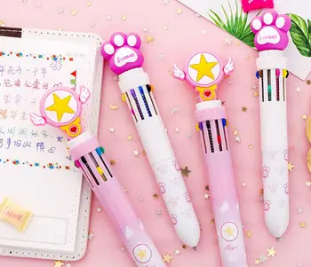 

account pen bear claw design Multicolor press ballpoint pen 10 in 1 color cute pen school prize gift student ballpoint pen 36pc