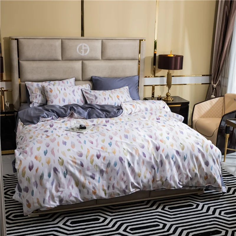 Роскошный 600TC постельное белье из египетского хлопка набор свадебных постельного белья простынь чехлы на подушки, одеяло, покрывало queen King size# sw - Цвет: -L-08