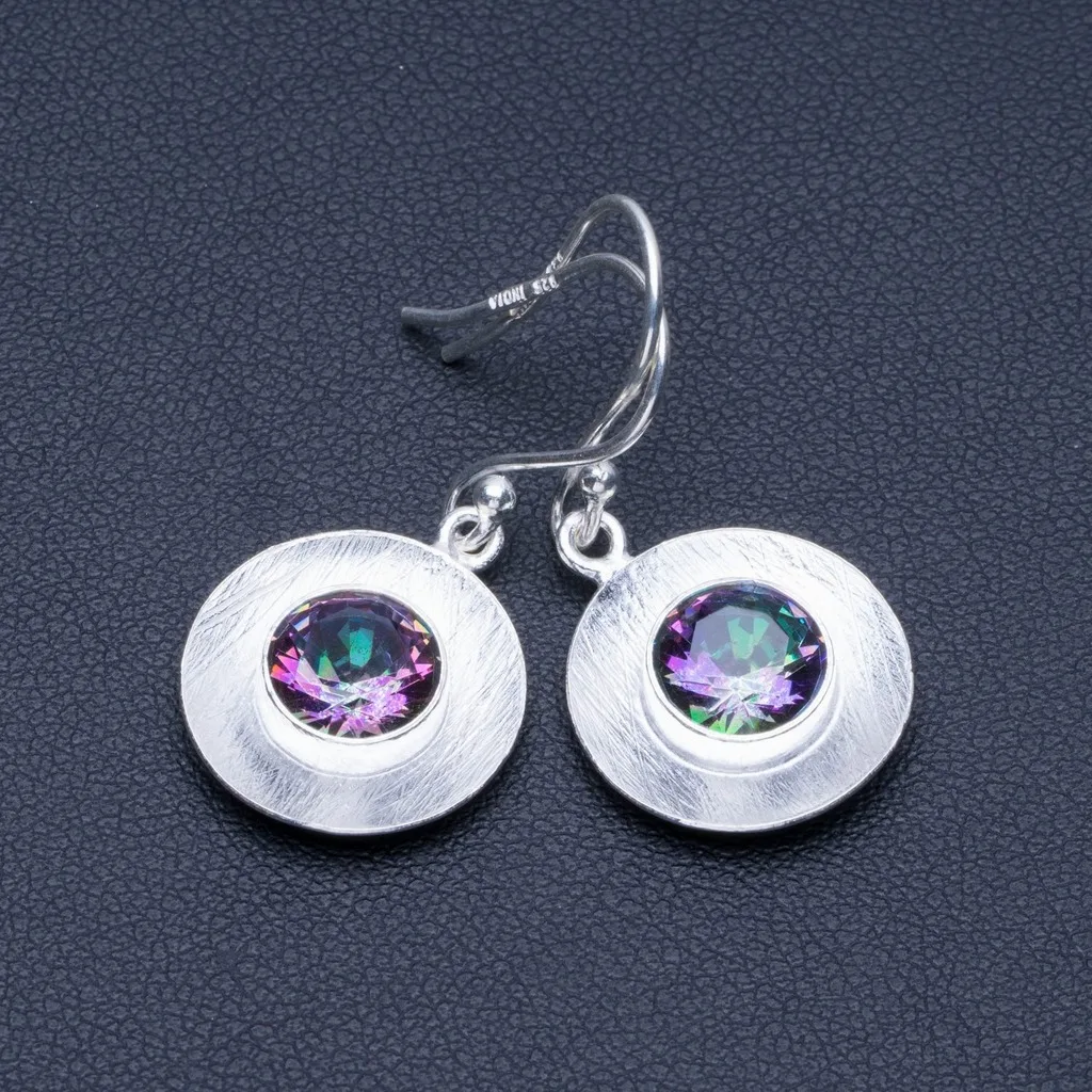 

Natural Mystical Topaz 925 Sterling Silver Earrings 1 1/4" Q1847