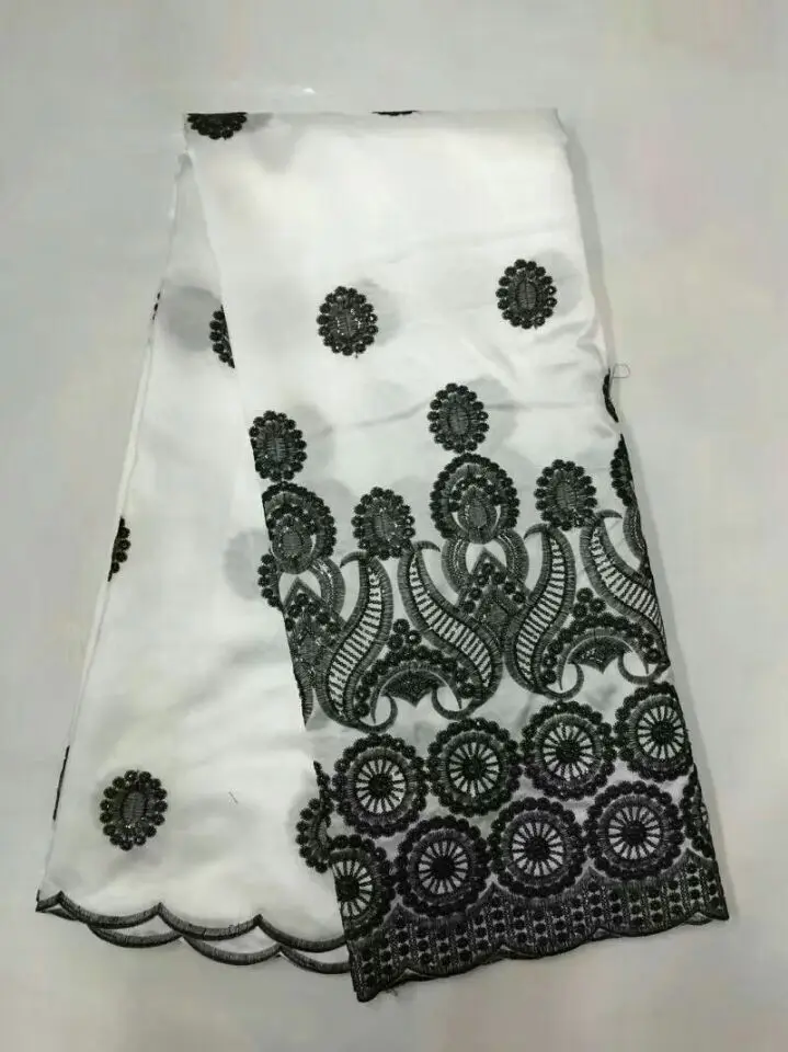 

High Quality 2017 Gorgeous with white sequins Embroidery fabric by 5 Yards Lurex Swiss Cotton African Net George lace fabric