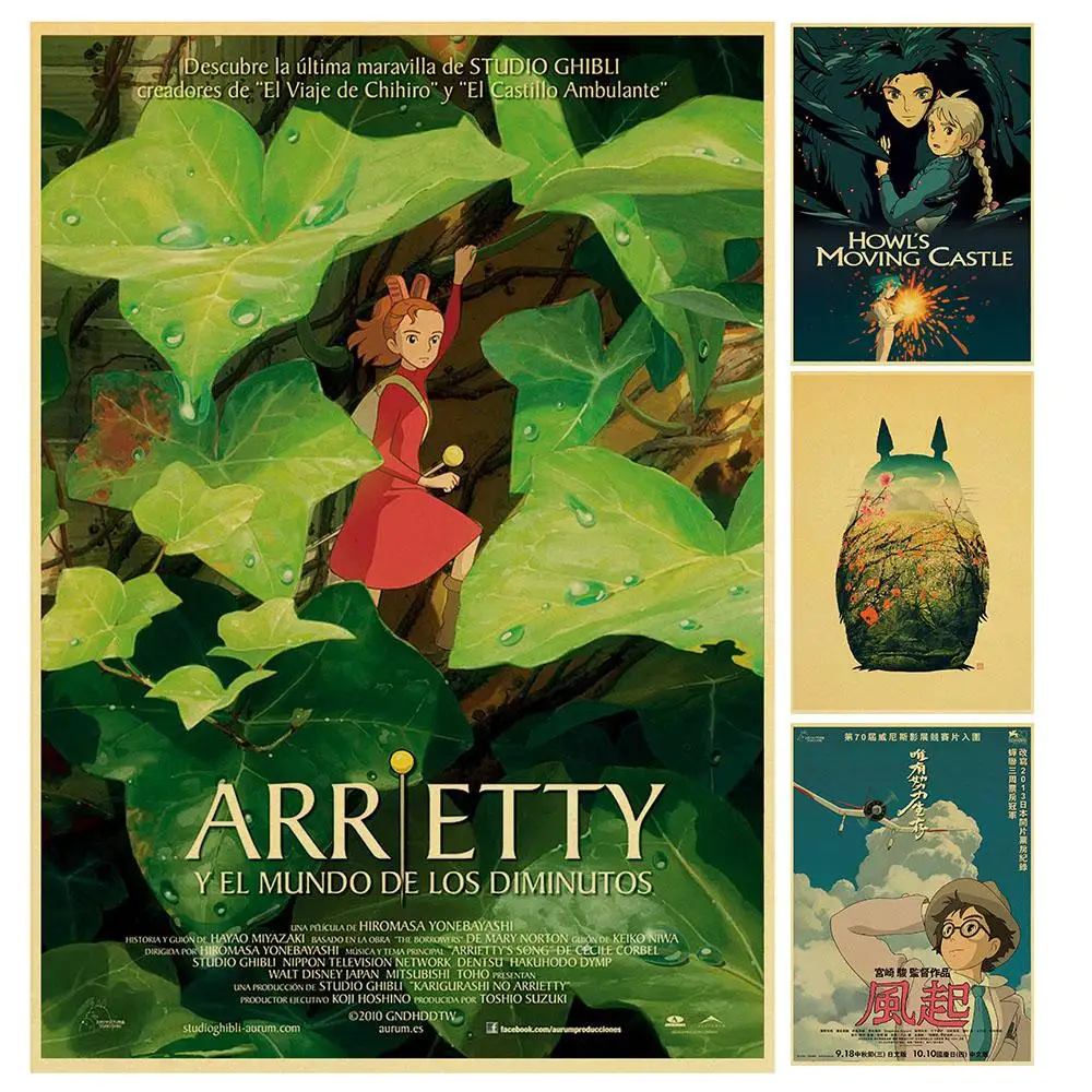 

Miyazaki Hayao movie collection Retro Poster Vintage poster Wall Decor For Home Bar Cafe for kid room personal decor