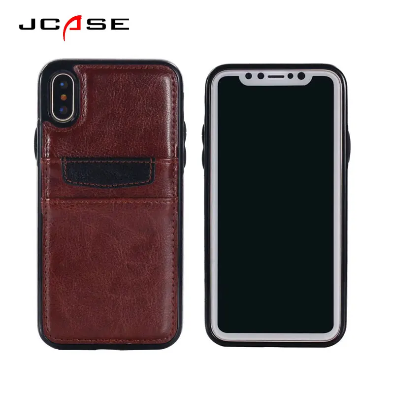 

JCASE Luxury PU Leather Case for IPhone X 6s 7 Plus Cover Card Slot Stand Vintage Wallet Cases for Apple Iphone x 8 plus Coque