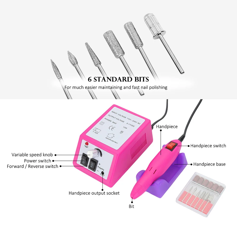 Электрические сверла для ногтей, инструменты для маникюра, педикюра, фрезерные пилки для ногтей, полировщик, английская вилка, машинка для маникюра, набор инструментов для дизайна ногтей