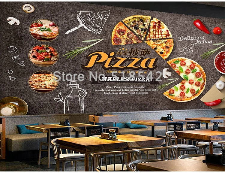 pizza, café, restaurante, fundo decorativo 3d