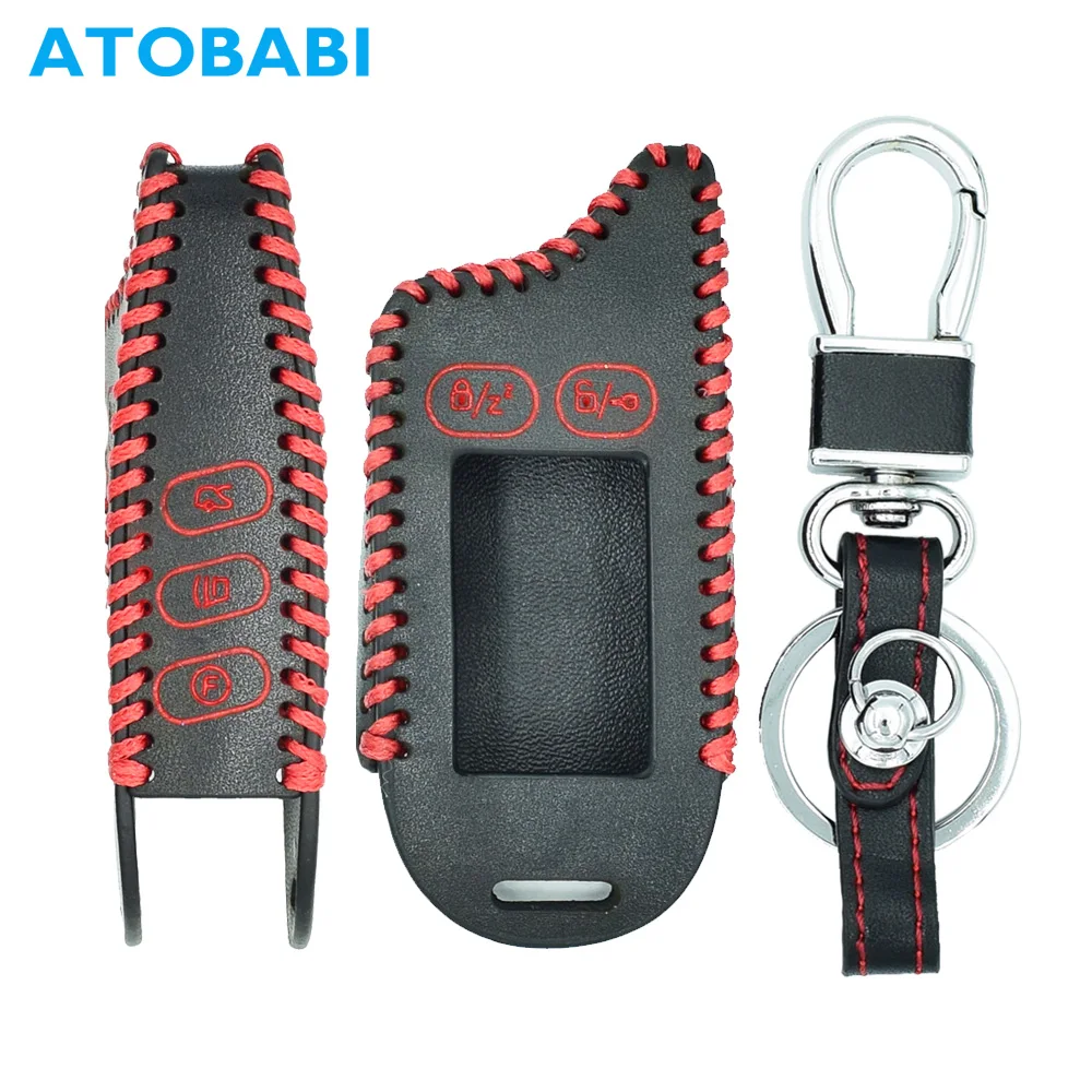 

ATOBABI TZ9030 Genuine Leather Key Case Cover For Tomahawk TZ-9030 TZ-9031 TZ-9030-24V TZ-7010 Car Alarm Remote LCD Transmitter