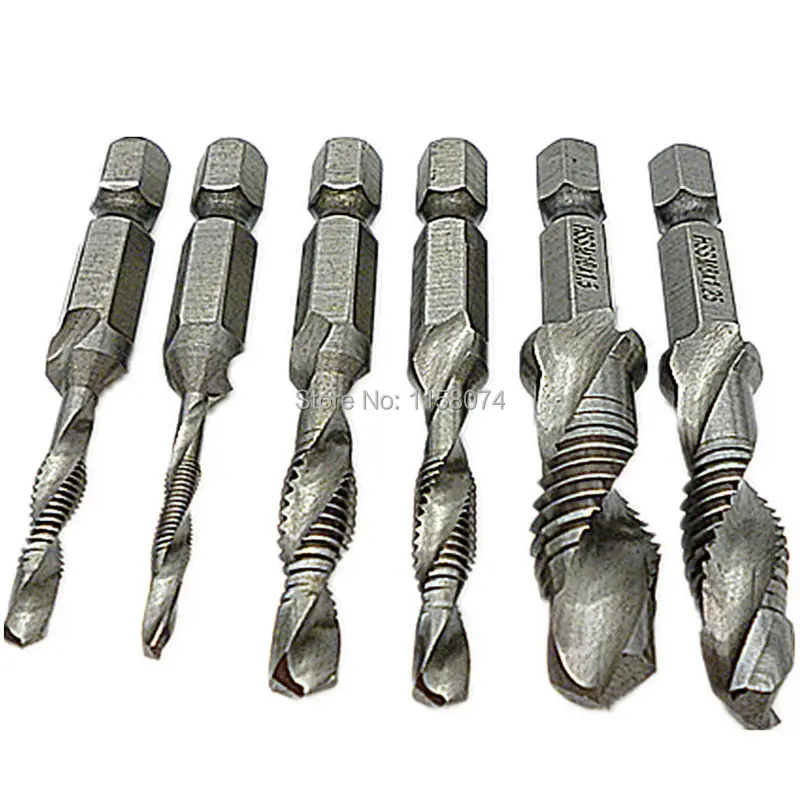 6pc Drill Tap Countersink Deburr Set Metric Combination Drill Tap Bit M3-M1YRDE