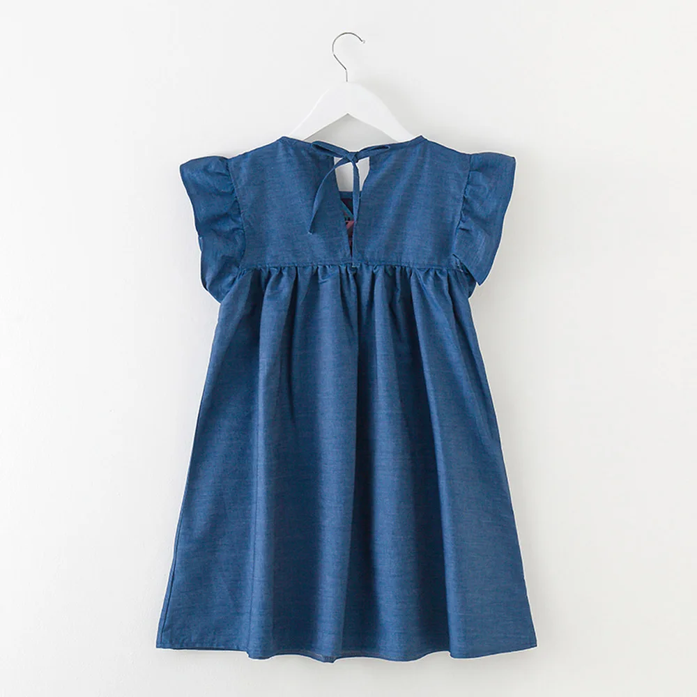 

Rlyaeiz 5-14 Years Old Baby Girls Dress 2018 Summer Geometric Pattern Denim Dresses For Girl Overalls Kids Jeans Clothes RT0023