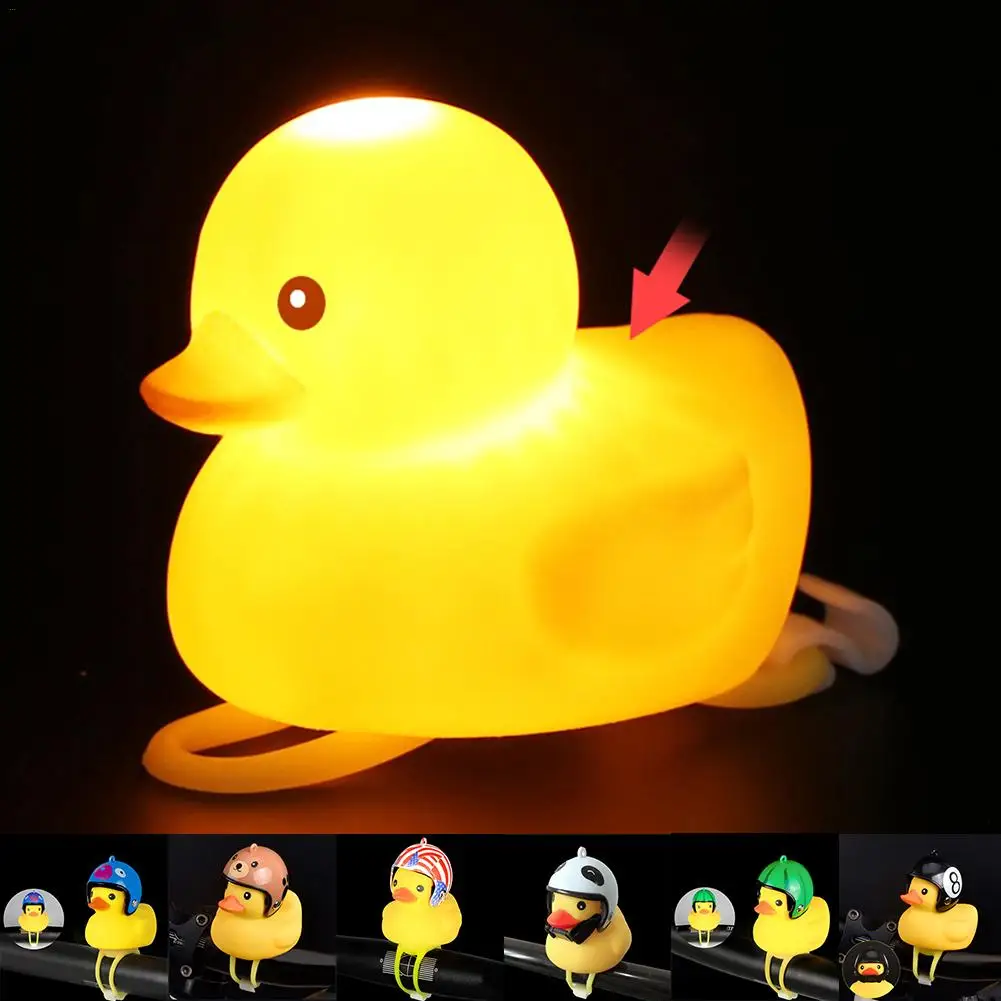 Bicycle Duckling Bell Bell Warning Light Hard Hat Helmet Bell Little Yellow Duck Horn Light Warning Light Cycling Equipment