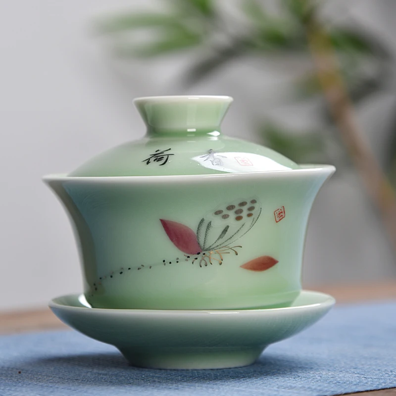 Китай ручной росписью Gaiwan, Dehua Высокое качество белой фарфоровой чашки чая набор для путешествий красивый и легкий чайник - Цвет: see chart