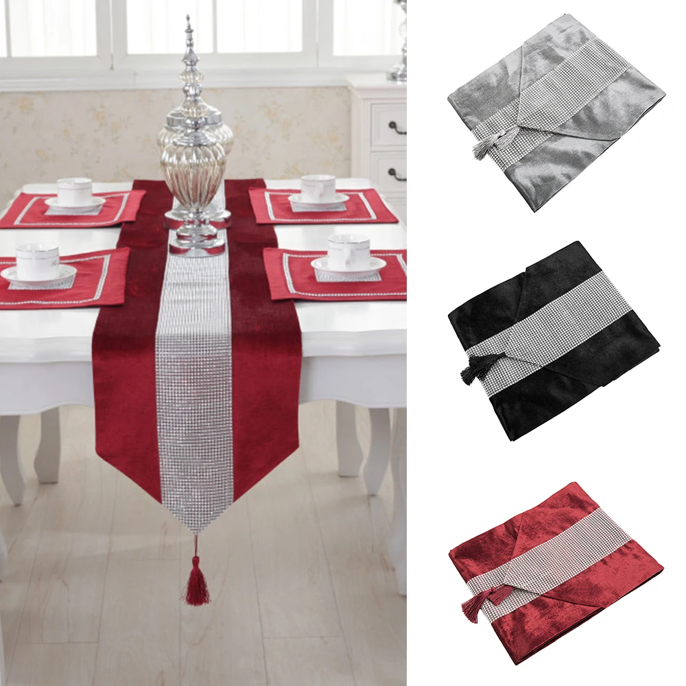 elegant Rhinestone Table Runners modern Tablecloth Wedding Party home