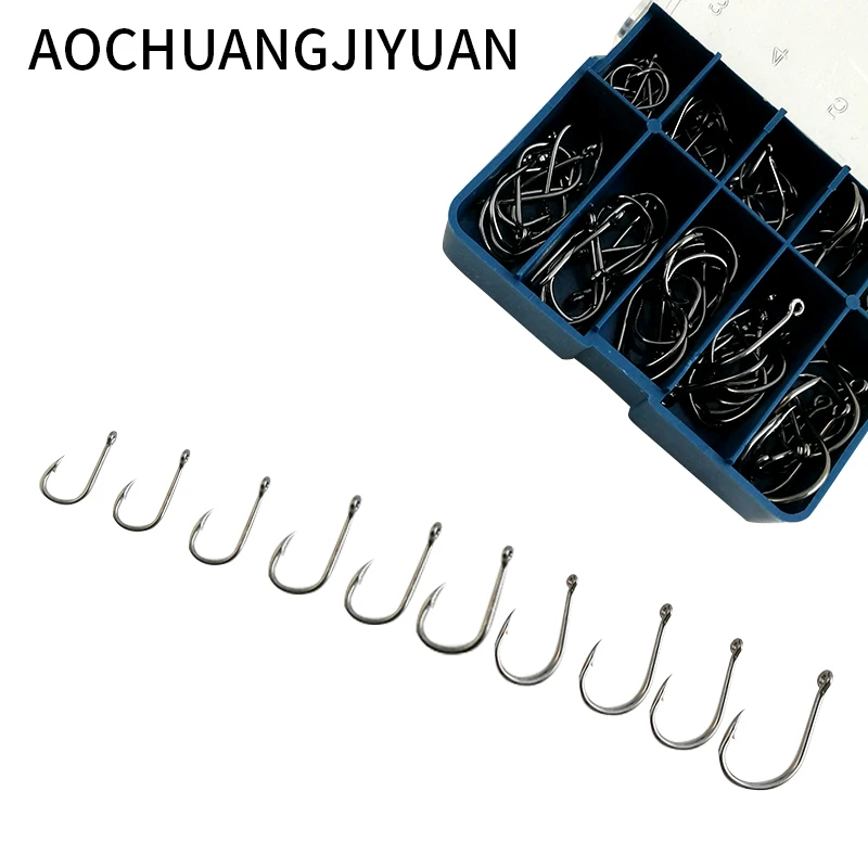 100 Pcs/Lot 3# -12# Carbon Steel Fishing Hook Fishhooks Durable Fishing Hooks with Hole Carp Fishing Tackle Box New 100 Pcs/Lot 3# -12# Carbon Steel Fishing Hook Fishhooks Durable Fishing Hooks with Hole Carp Fishing Tackle Box New