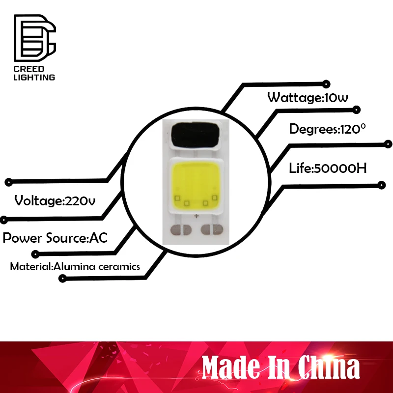 COB светодиодный светильник чип 10 Вт AC 220V холодный белый не нужен драйвер Светодиодный прожектор светильник лампа LED чип DIY Точечный светильник потолочные светильник чип