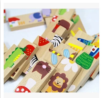 28 PCS Animal Domino Puzzles High Quality Educational Toys Wooden Toy Baby Gift