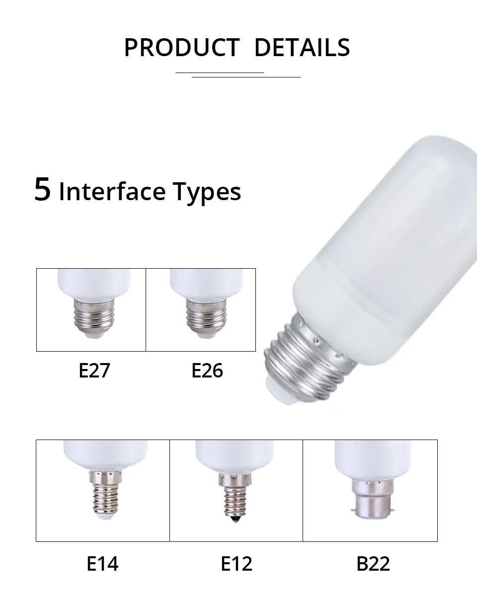 B22 E26 E12 E14 E27 LED Flame Lamp Light 85-265V Flickering Flame Effect Fire Light Bulb (4)