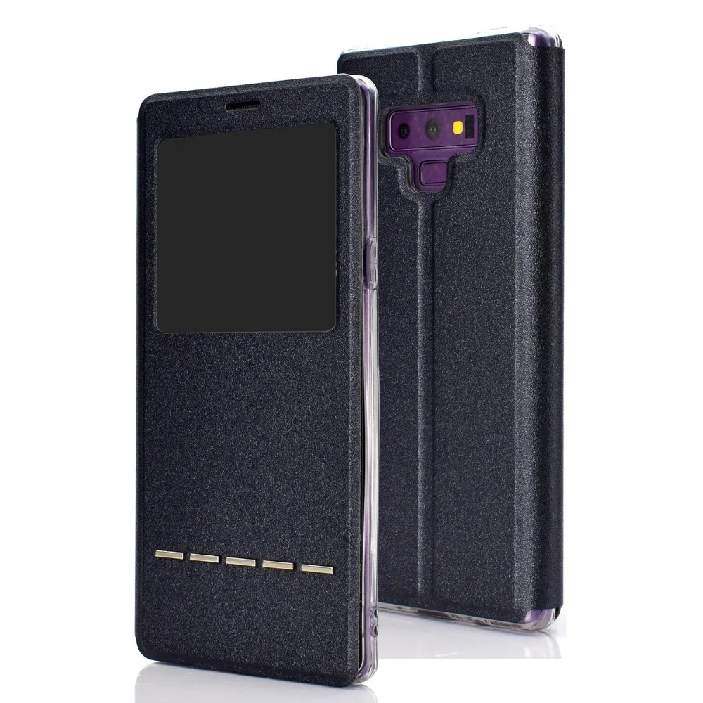 

Luxury Smart Window View Leather Filp Cover Cases For Samsung Galaxy Note 9 S9 Plus J4 J6 A6 2018 Holder Stand Phone Case Fundas
