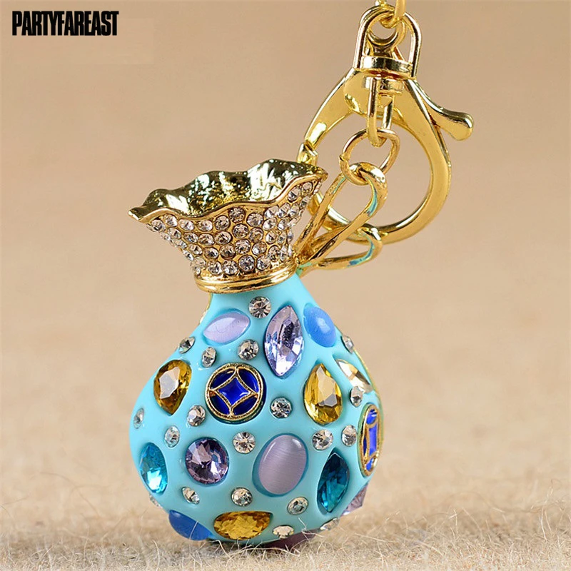 PF Luckly Blessing Bag Keychains Pendant Elegant Crystal Rhinestones