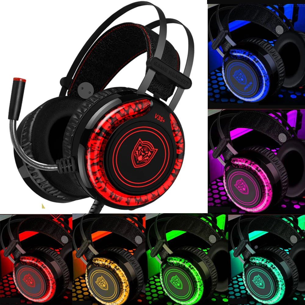 Красочные Led Casque Gamer 7 1 гарнитура игровые наушники USb для ПК PS4 Pubg с микрофоном