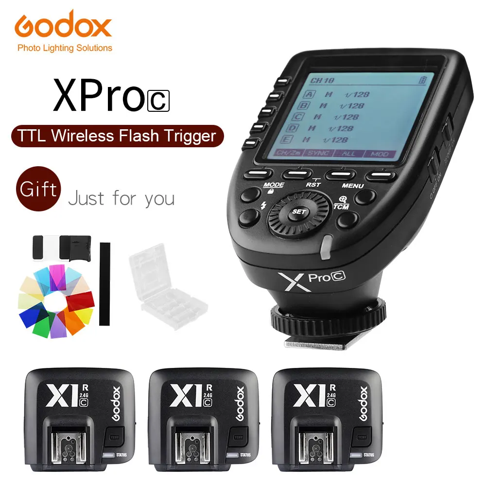 GODOX XPro-C E-TTL 2,4G Беспроводная Высокоскоростная синхронизация X СИСТЕМА триггер+ 3x приемник Godox X1R-C для камер Canon EOS - Цвет: Xpro-C add 3x X1R-C