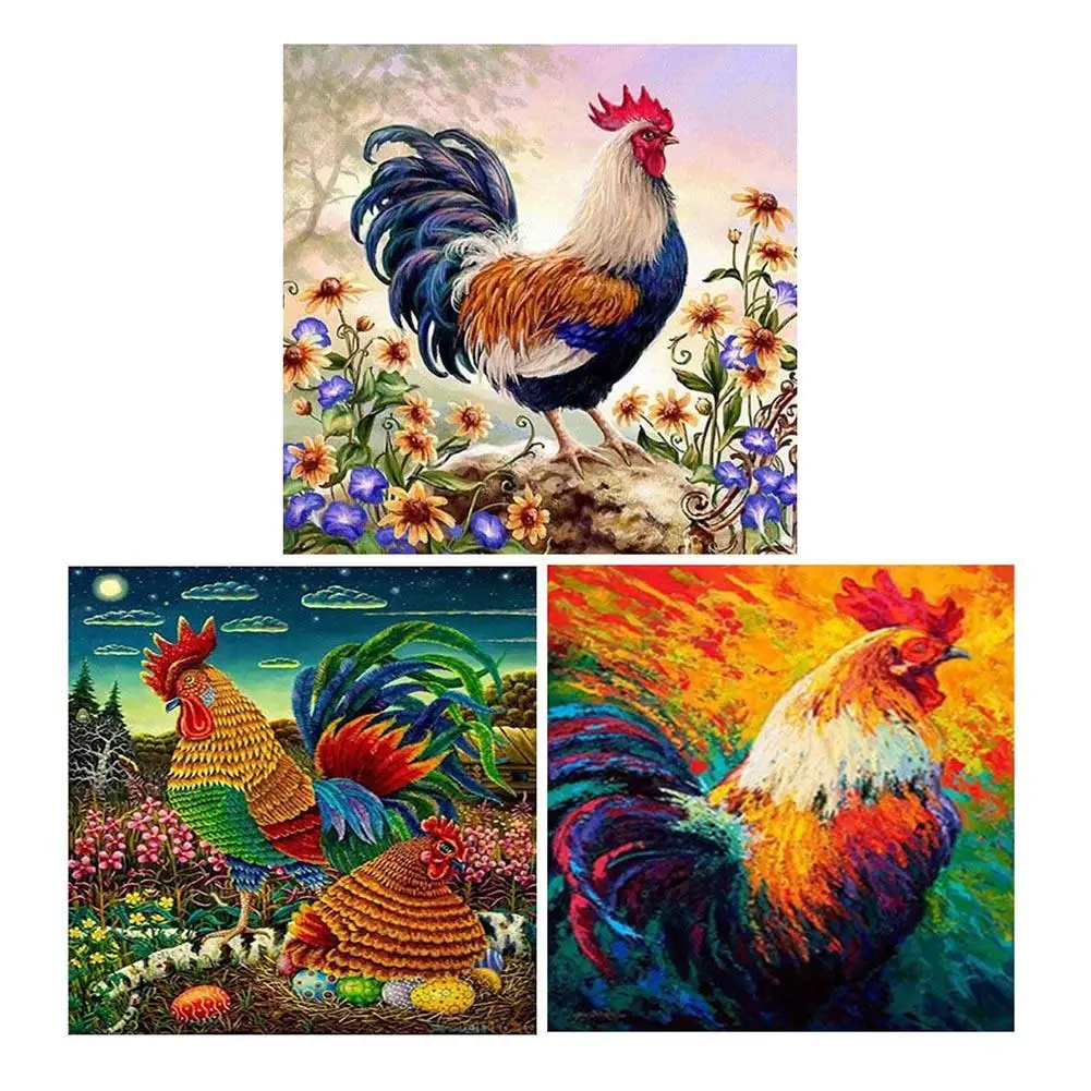 

30x30cm Rooster Animal Cross Stitch Craft DIY Mosaic Full Round Diamond Painting Fashion
