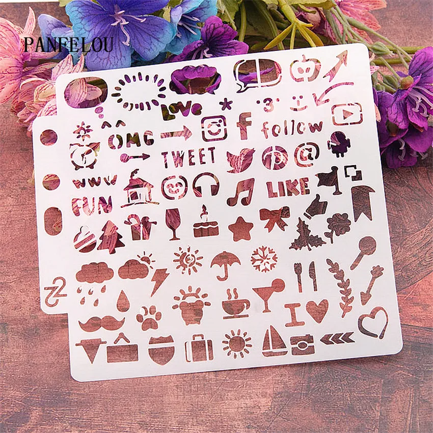 

Lovely stickers scrapbook stencils spray plastic mold shield DIY cake hollow Embellishment printing lace ruler valentine