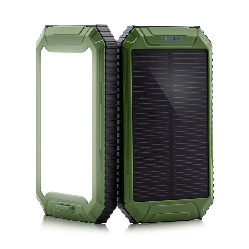 

PowerGreen Powerful LED Light Solar Charger 10000mAh Solar Power Bank 5V 2A External Battery Backup for Phones