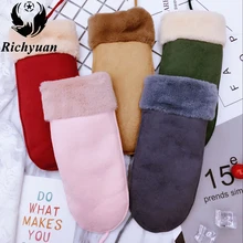 Мода Прихватки для мангала наручные палец водительские перчатки Твердые взрослых пальцев рукавицы натуральная для подарка кролик Перчатки