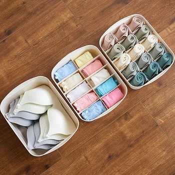 

10/15 Grid Underwear Organizer with Cover Home Storage Socks Bra Medicine Storage Box for Clothes Drawer Dividers Closet
