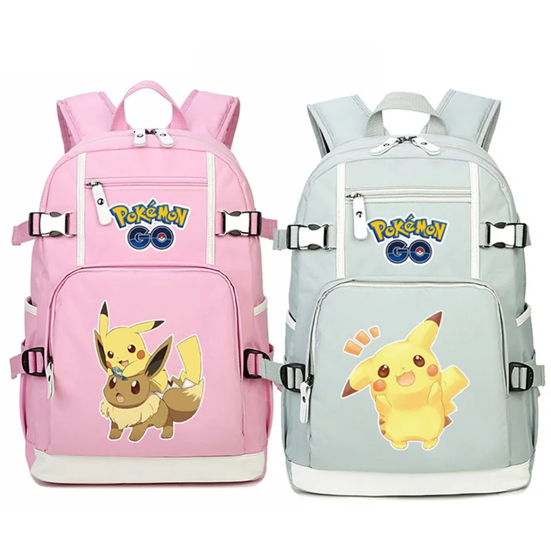 

Go Pikachu Eevee Designer Backpack School Bag Casual Teenagers Student Book Travel Laptop Bags