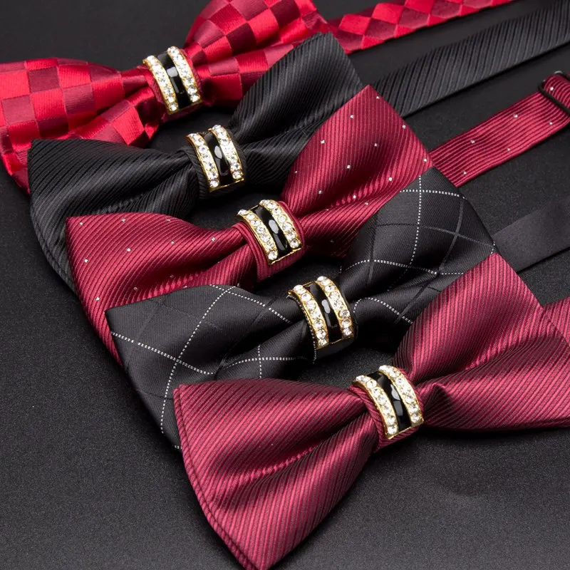 Mens Bowtie formal stripe luxury Rhinestone necktie Men's