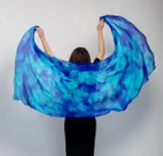 Живота танцевальный шарф Вуаль шаль шелк Tie Dye цвета большой размеры для женщин 250 см 270 распродажа - Цвет: as picture