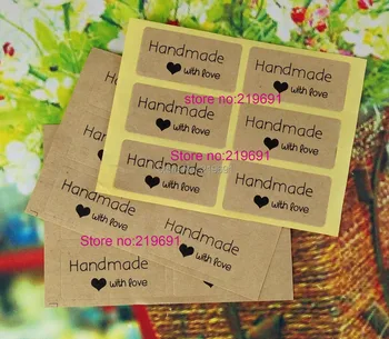 

120pcs/lot Thank You love self-adhesive stickers kraft label sticker DIY Hand Made Gift /Cake paper sticker