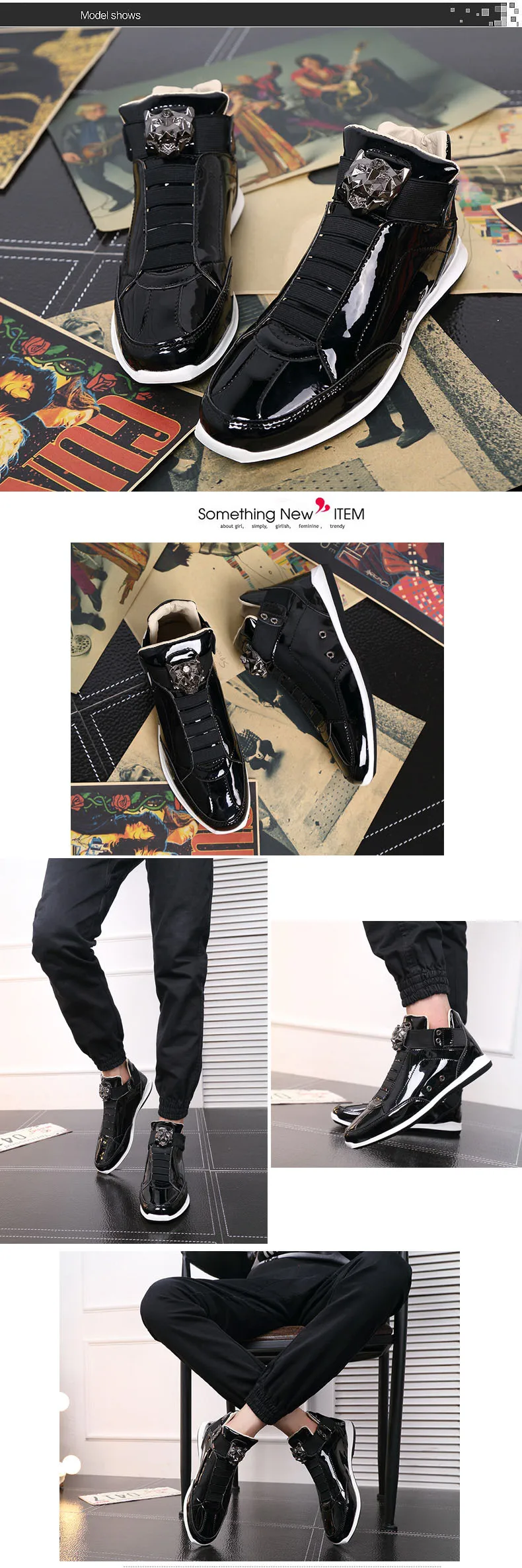 Sooneeya High Top Patent Leather Casual Shoes Men Glitter Luxury Boots Male Driving Shoes Brand Designer Bling Leather Shoes