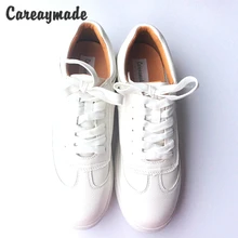 Careaymade/осенние белые туфли на толстой подошве с кружевом; Женская Повседневная дышащая обувь из натуральной кожи в Корейском стиле; женская обувь
