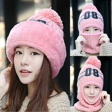 Canis Fashion милые популярные теплые пижамы для детей; Для женщин шапочка-шарф комплект Подкладка из флиса Вязание, шерсть, хлопок, теплая толстая зимняя Лыжная шапка