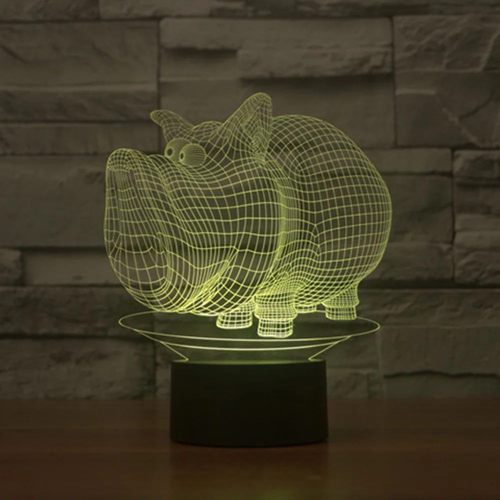 Милая свинка ночник 3D лампа Bulbing Touch Swithc красочный стол 7 цветов Изменение USB