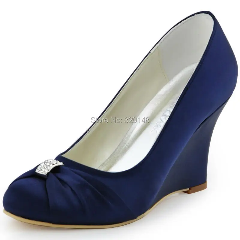 Navy Blue Wedge Heels - Qu Heel Navy Blue Wedge Heels - Navy Blue Wedge Heels - Qu Heel