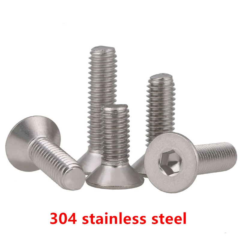 

50pcs/lot DIN7991 M3*4/5/6/8/10/12/14/16/20/25/30 M3 A2 Hex socket flat head countersunk toy CSK screw