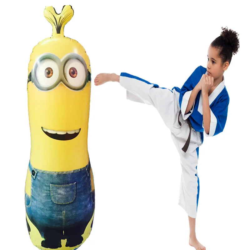 Punching Bag Stand 120cm Inflatable Minions Punching Ball Speed Boxing Ring Training Animal Toy Kid Tumbler Roly-poly Playground (1)