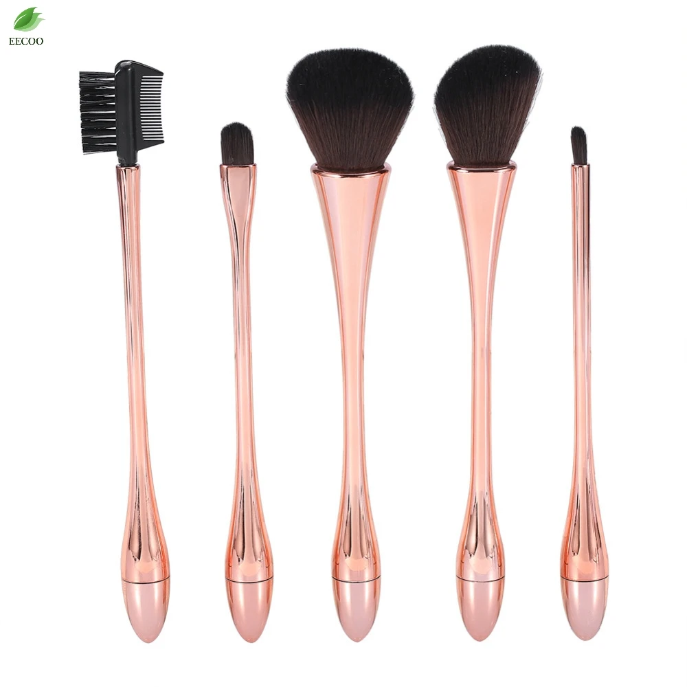 

5Pcs Smooth Plating makeup brushes Set Foundation Cosmetic Eyeshadow Eyebrow Comb Lip Blusher make up brushes pincel maquiagem