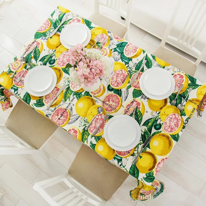 Lemon fruit tablecloths thick cotton canvas tablecloth/table cover