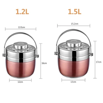 

Double Layer Portable Food Thermos Heated Lunch Box Thermos 1.5 L 1.2 L Stainless Steel Vacuum Flasks School Food Container gift