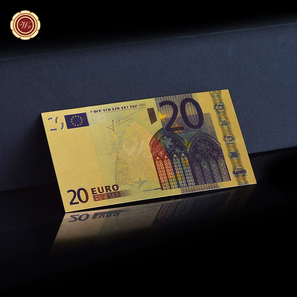 

Color Gold Plated Euro Banknotes 24K Gold Foil Fake Euro 20 Notes Paper Money Bill for Collection Gifts