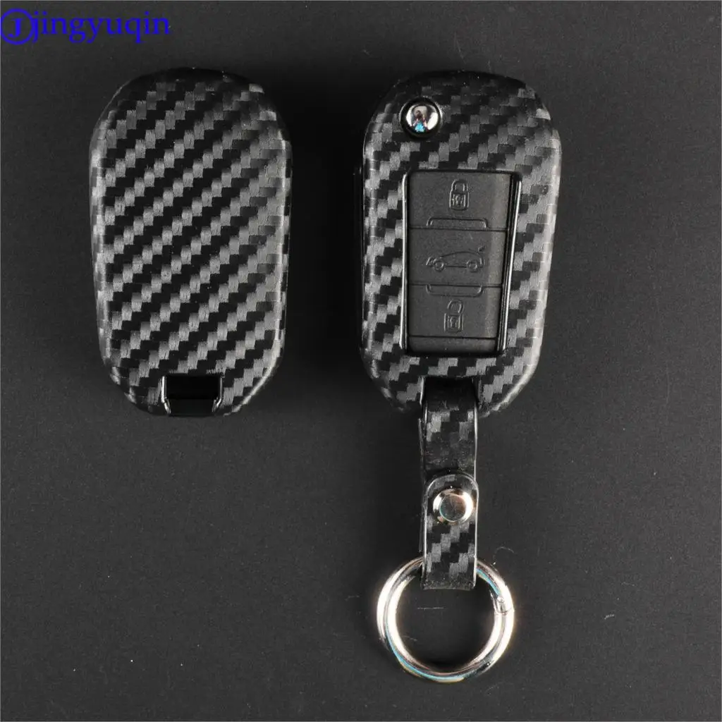 

jingyuqin 10p Carbon Silicone Folding Key Case Cover for Peugeot 3008 208 308 508 408 2008 for Citroen C4 CACTUS C5 C3 C4L