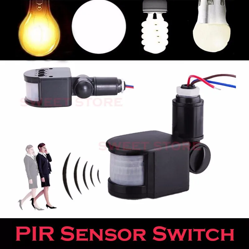 DC24V Body Infrared Wall Light Sensor Switch Adjustable Auto-lighting Switch PIR Sensor Detector For LED Energy-saving lamps 1PC (1)