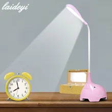 Laideyi с рисунком слона настольная лампа мини стол свет USB перезарядки Спальня прикроватной тумбочке Ночные светильники для студентов, изучающих