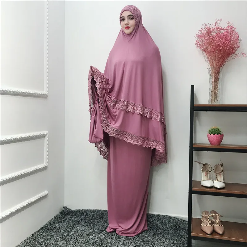 Vestidos abaya Robe Дубай, Турция Арабский мусульманский хиджаб Maxi платье кафтан женские марокканские Рамадан Elbise Eid платья Sukienki - Цвет: Purple set