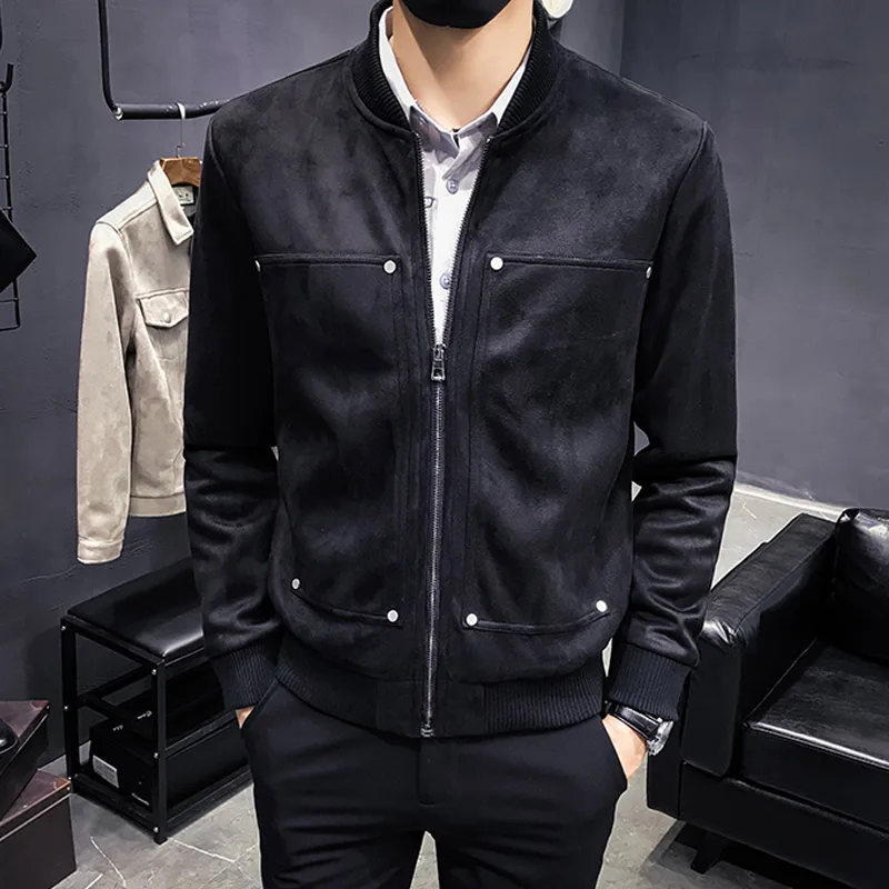 

Casual Standing Collar Winter Jacket Men 2018 Slim Zipper Long Sleeve Coat Jacket Black Windbreaker Solid Color Plus Size Jacket