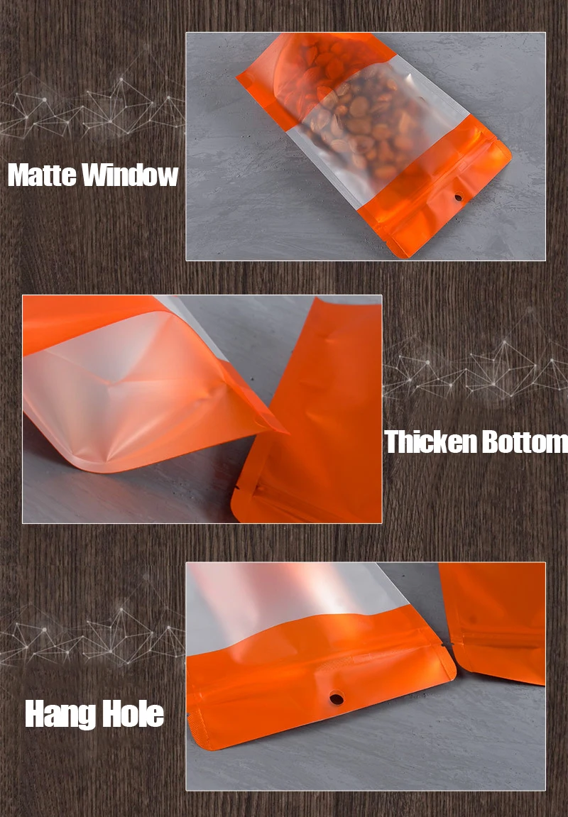 15x21 см(6x8in), 50 шт в наборе, оранжевый термосвариваемые Еда хранения замка застежка-молнии сумка Алюминий Фольга Myaler стоьте вверх пакеты с застежкой Zip-Lock окна