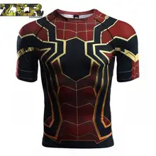 Zuoxiangru Мужские рубашка Для Бега Спортзала новые Человек-паук три-Ди мужские sional цифровая печать рубашка с круглым воротником свободные с коротким рукавом мужские